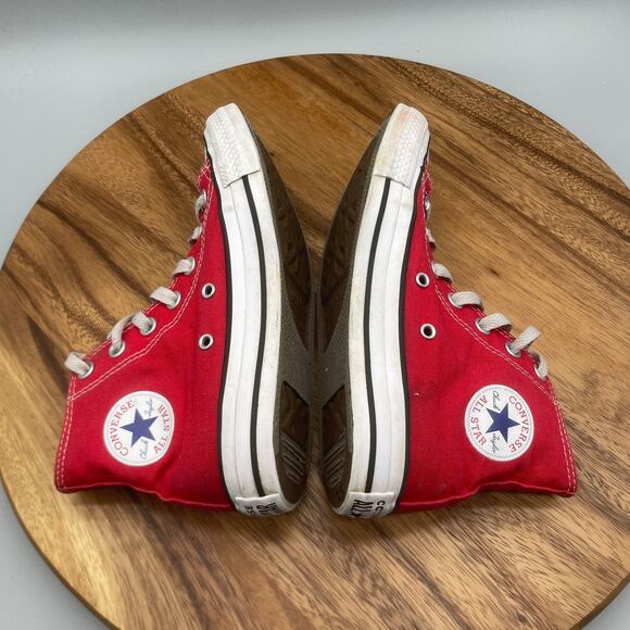 Converse Chuck Taylor All Star Shoes Womens 8 Red Hi Tops Casual Skate Sneakers - Picture 6 of 8